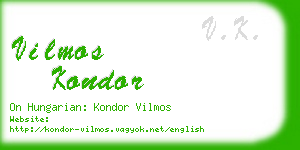 vilmos kondor business card